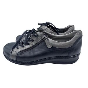 Rieker Antistress Comfort Therapy Sneakers Zip Up Lace Leather Black Women's 38